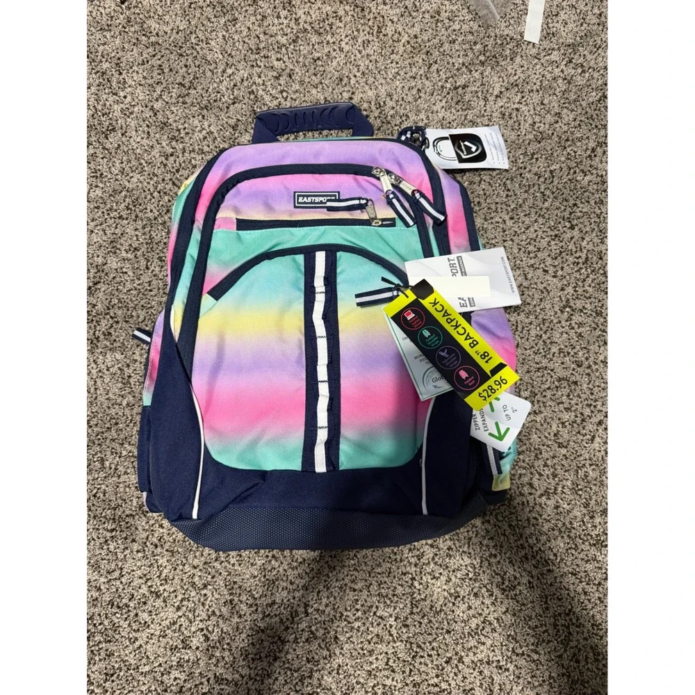 Eastsport Velocity Backpack Kids 18 Inch Rainbow Ombre New Expandable‎ Navy Blue
